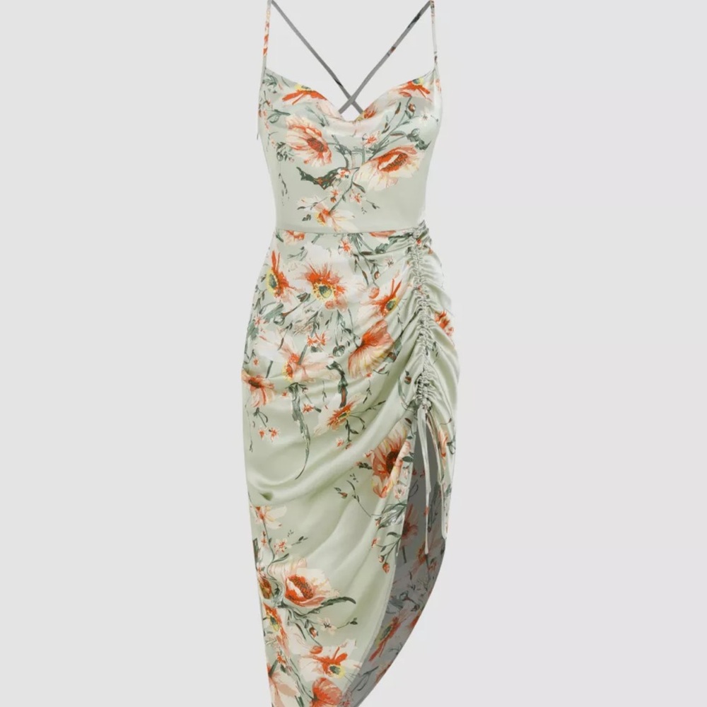 Satin floral dress